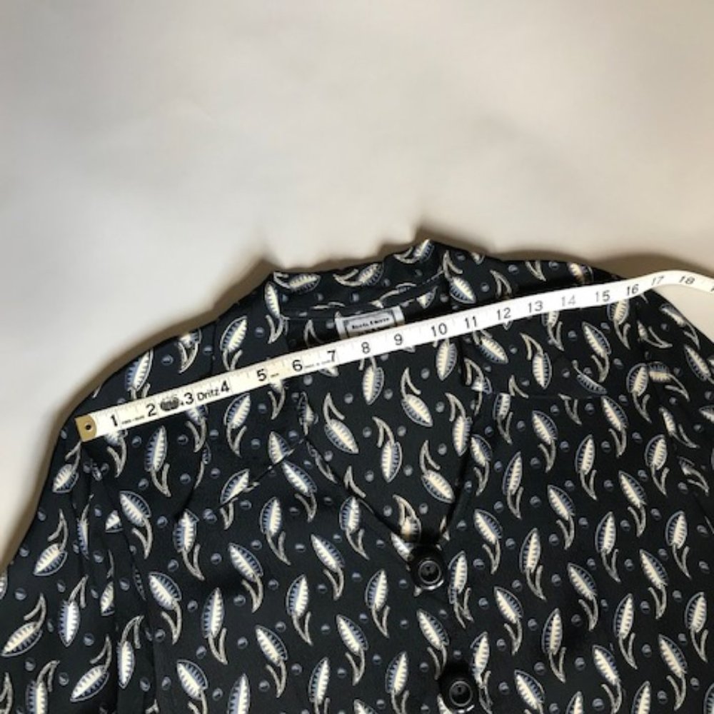 Vintage inspired rayon crepe print 1990's midi shirt dress M - Picture 10 of 12
